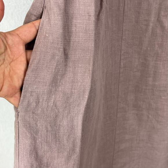 Magic Linen Shirt Dress Women's M 100% Linen Dusty Rose Keyhole Back 3/4 Sleeves - Picture 3 of 7